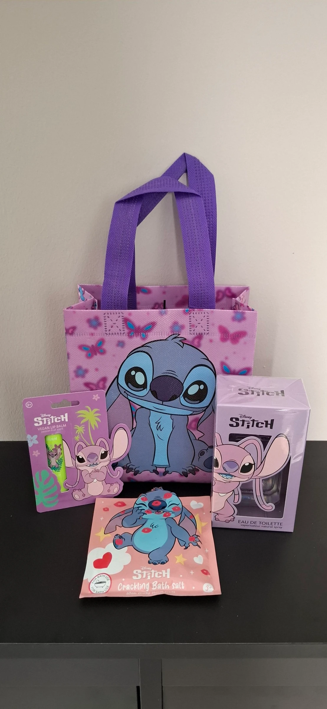 Disney stitch cadeau tas met Parfum Lippenbalsem en Badzout